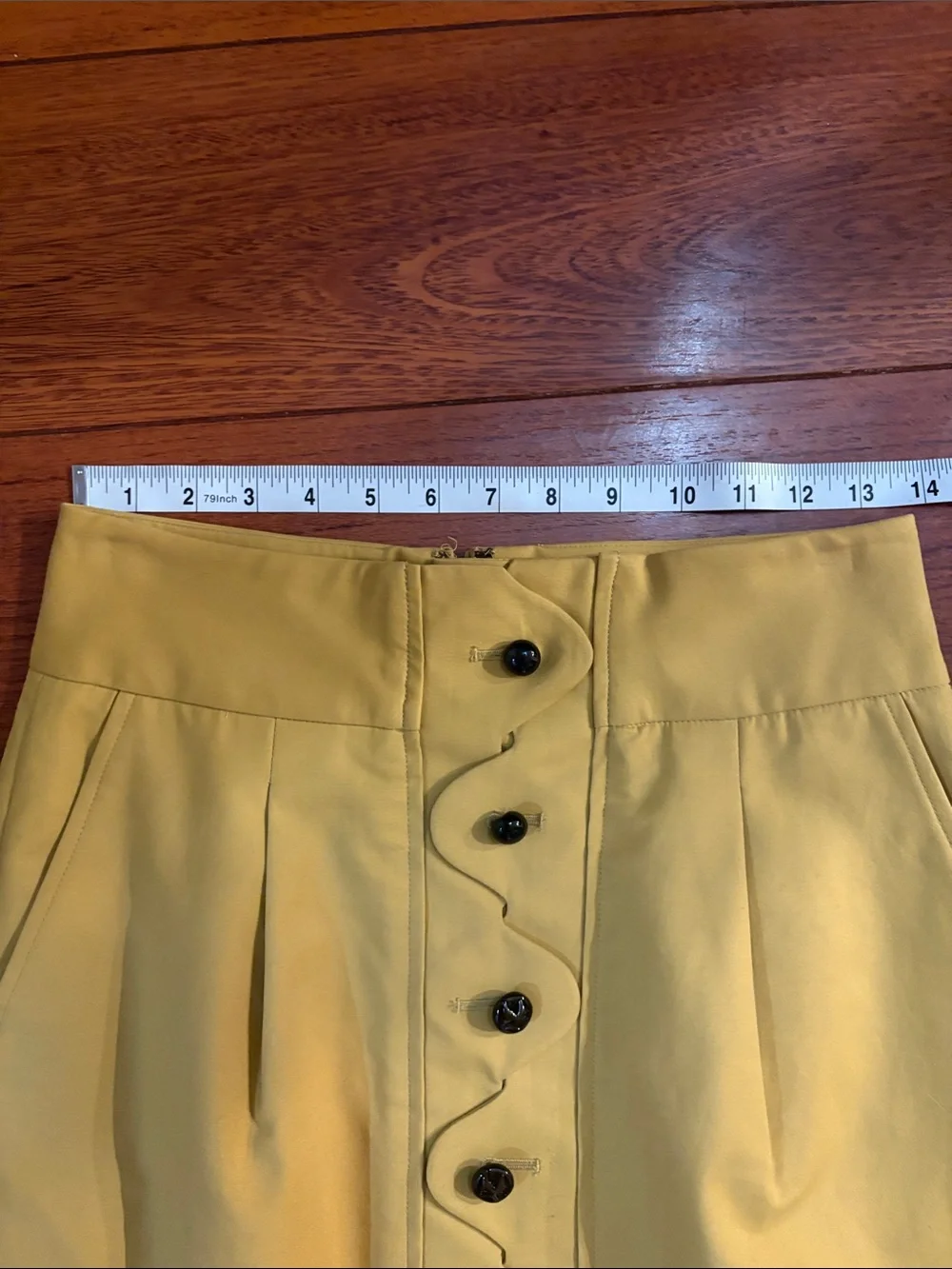 Maeve Navy Cardigan with Yellow Floral Appliqué & Yellow Button-Front Skirt